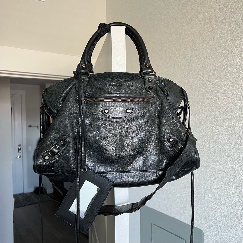 Balenciaga City Bag Black Lambskin Leather Medium